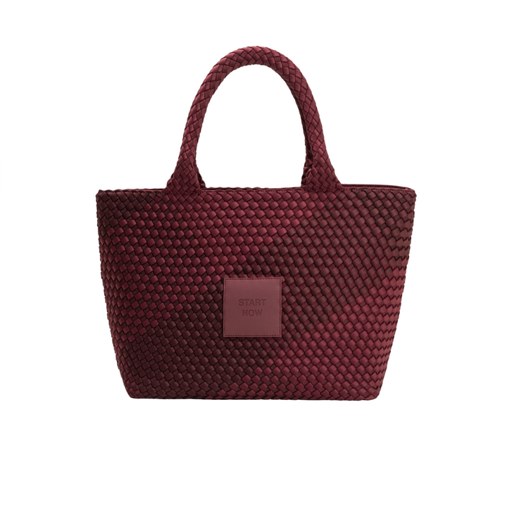 Neoprene LARGE BAG 'START NOW' two-tone burgundy and wine
