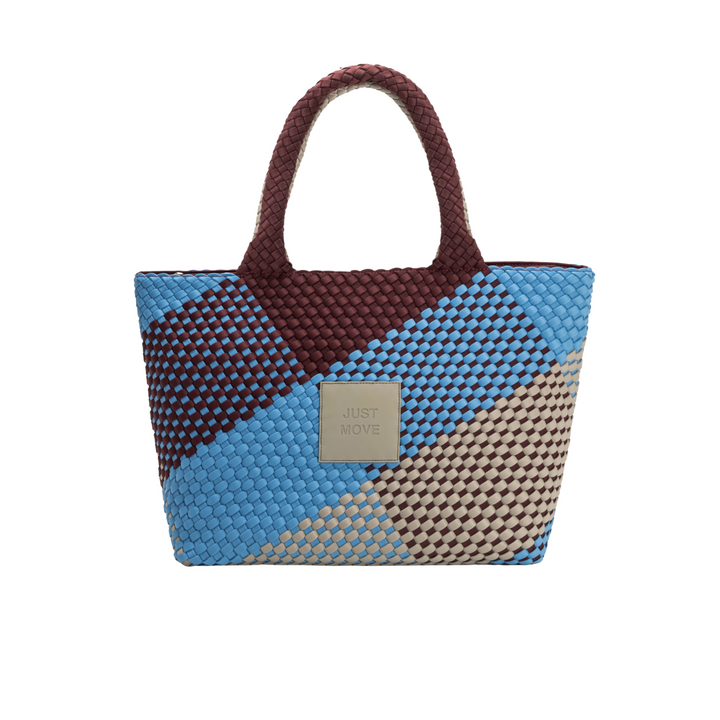 GRAND SAC en néoprène 'JUST MOVE' ton mixte - bleu & bordeaux & gris clair