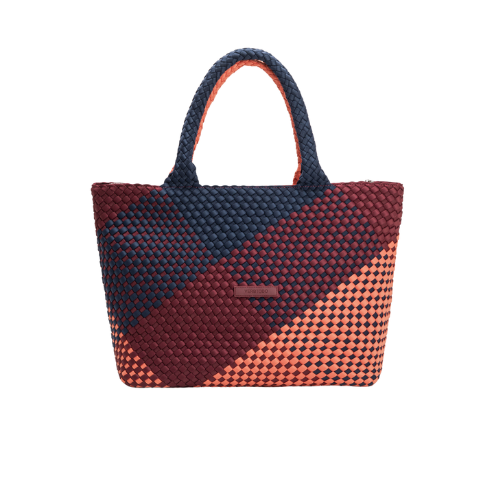 GRAND SAC en néoprène 'VISION & MISSION' ton mixte - bleu marine & bordeaux & orange