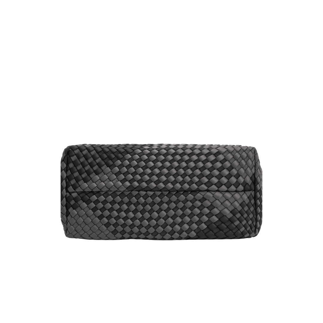 Borsa grande in neoprene 'SLOW LIVING' bicolore grigio e nero
