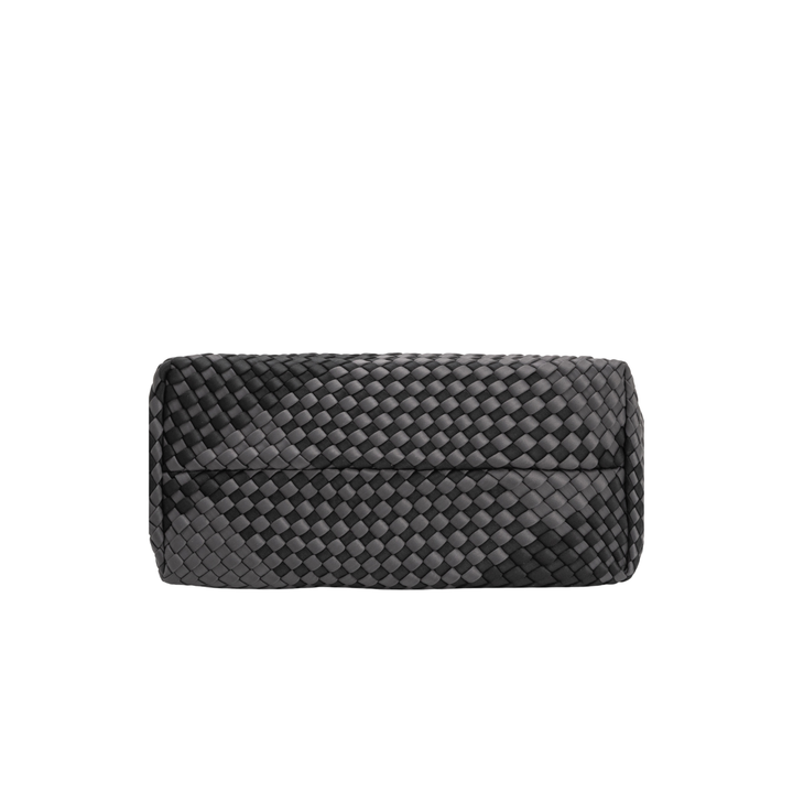 Borsa grande in neoprene 'SLOW LIVING' bicolore grigio e nero