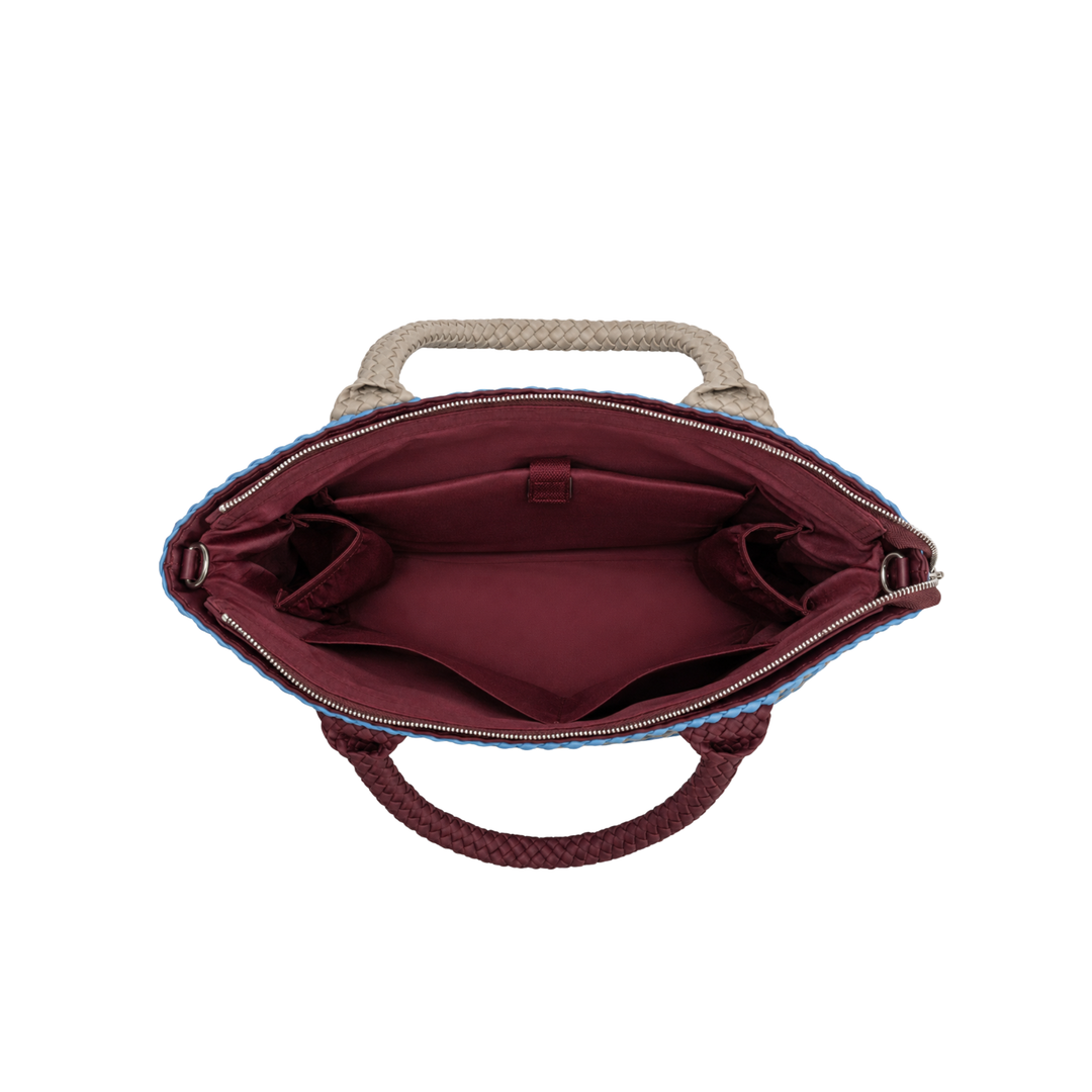 GRAND SAC en néoprène 'JUST MOVE' ton mixte - bleu & bordeaux & gris clair