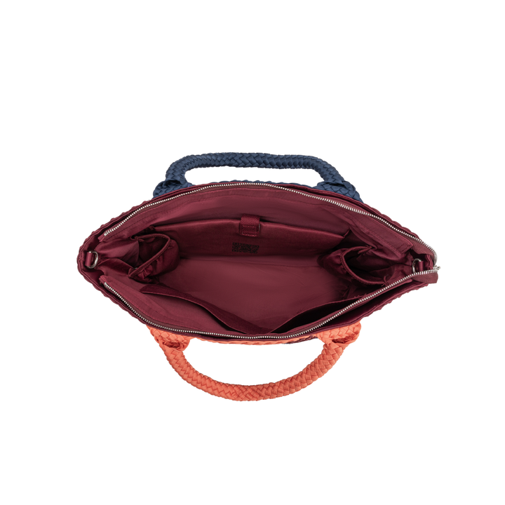 GRAND SAC en néoprène 'VISION & MISSION' ton mixte - bleu marine & bordeaux & orange