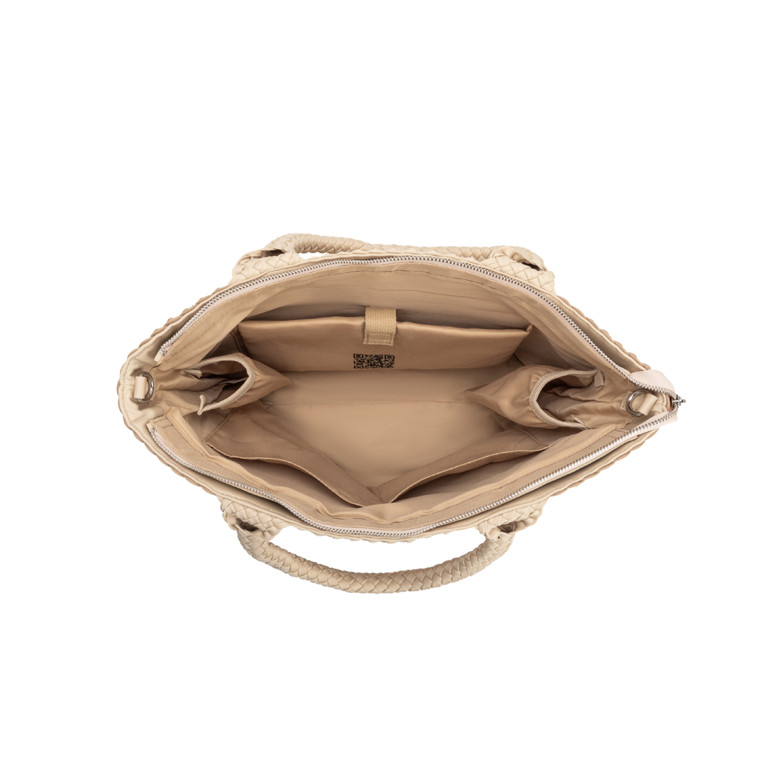 Borsa grande in neoprene 'RISE UP' bicolore beige