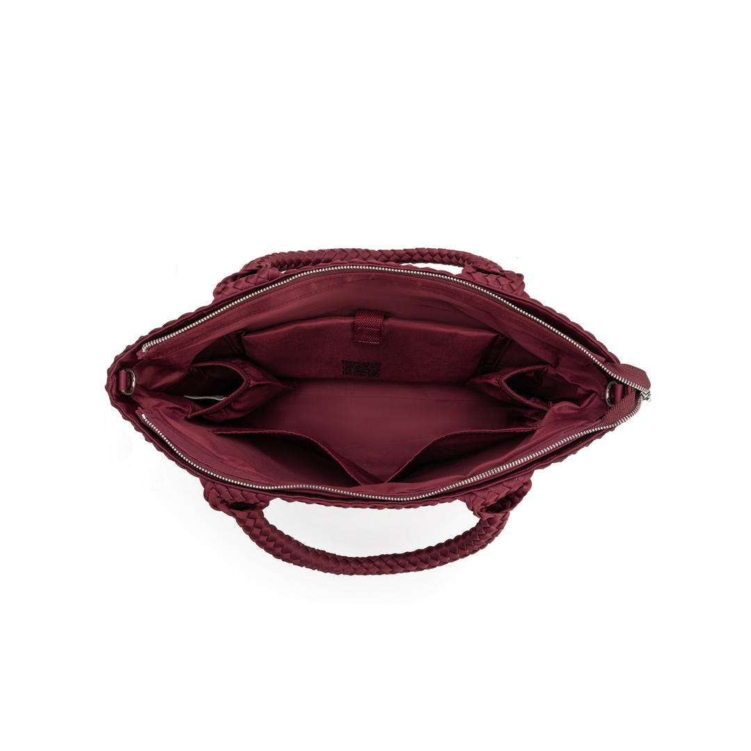 Neoprene LARGE BAG 'START NOW' two-tone burgundy and wine