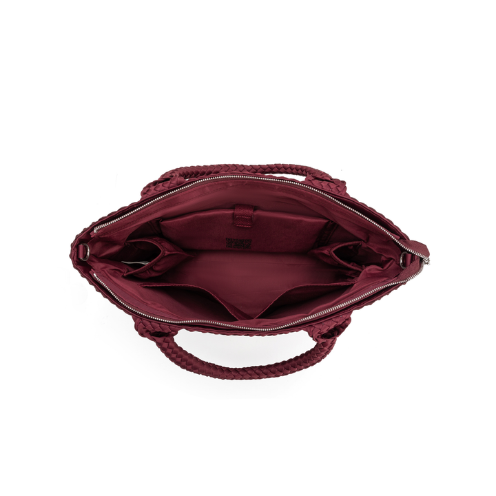 Neoprene LARGE BAG 'START NOW' two-tone burgundy and wine