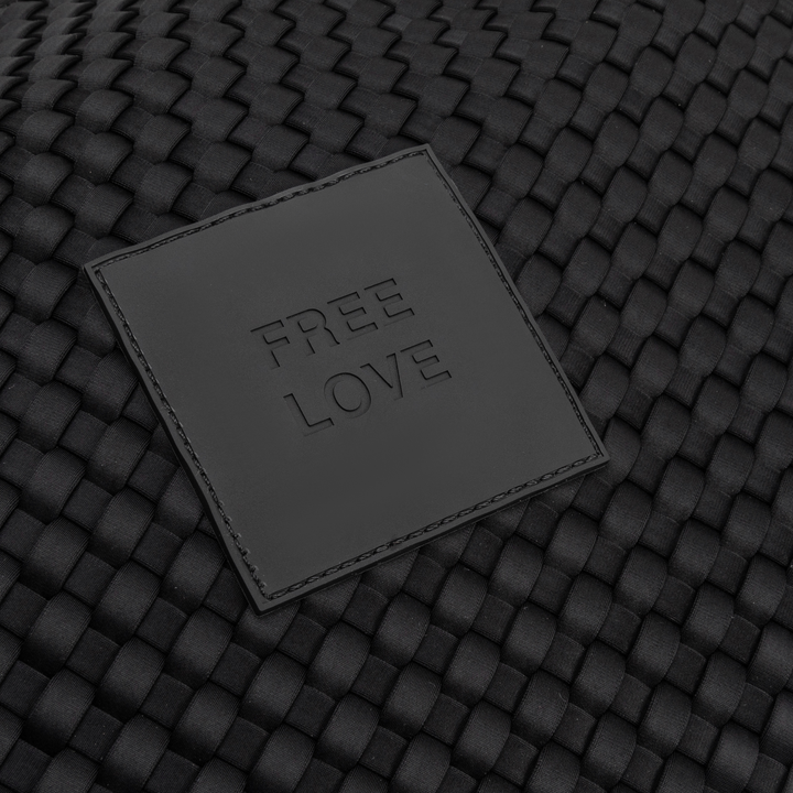 Borsa grande in neoprene 'FREE LOVE' tinta unita - nero