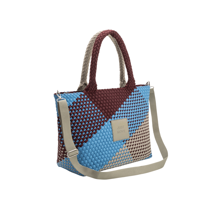 GRAND SAC en néoprène 'JUST MOVE' ton mixte - bleu & bordeaux & gris clair