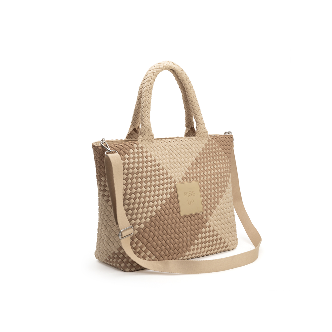 Borsa grande in neoprene 'RISE UP' bicolore beige