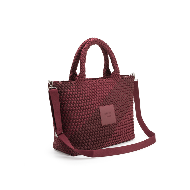 Neoprene LARGE BAG 'START NOW' two-tone burgundy and wine