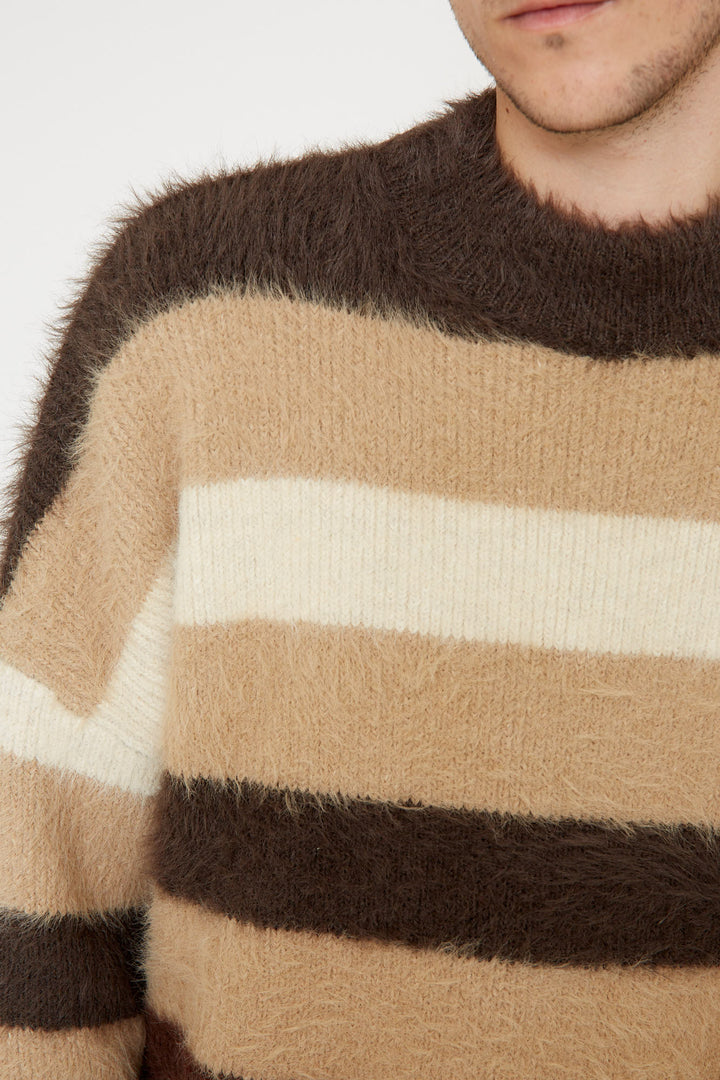 KNITWEAR BOXY STRIPES 'TRUE LOVE' | beige & brown & white