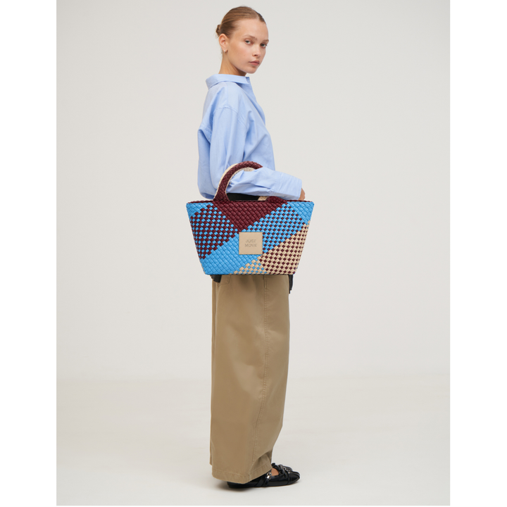SAC MOYEN en néoprène 'JUST MOVE' ton mixte - bleu & bordeaux & gris clair