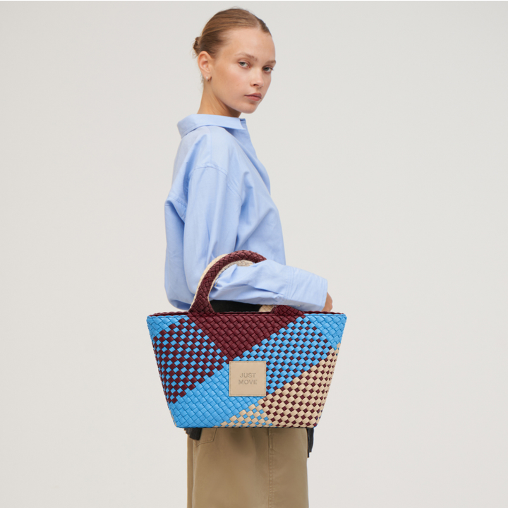 SAC MOYEN en néoprène 'JUST MOVE' ton mixte - bleu & bordeaux & gris clair