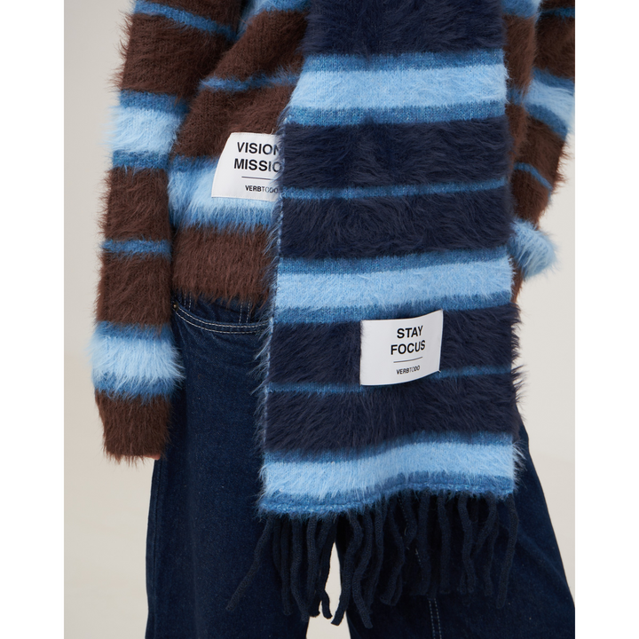 KNITWEAR BOXY STRIPES 'VISION & MISSION' | brown and blue