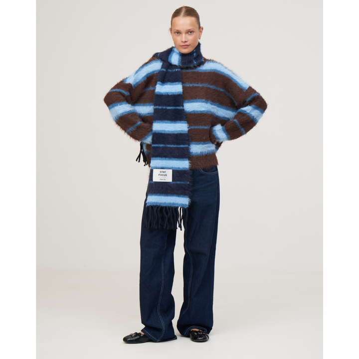 KNITWEAR BOXY STRIPES 'VISION & MISSION' | brown and blue
