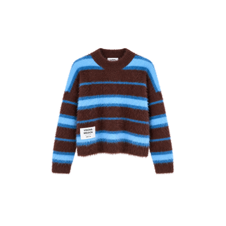 KNITWEAR BOXY STRIPES 'VISION & MISSION' | brown and blue