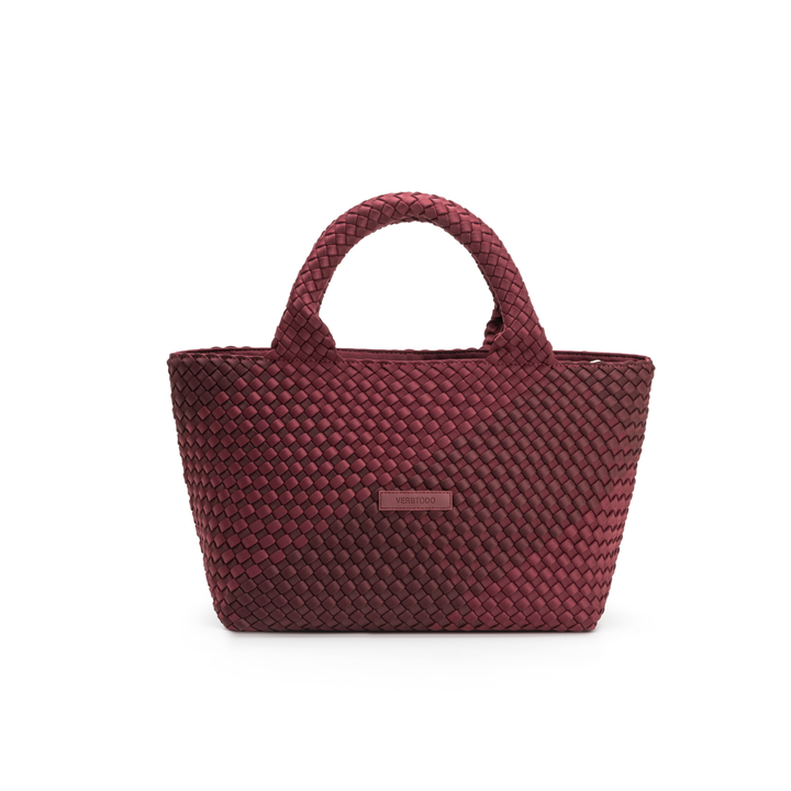Borsa media in neoprene 'START NOW' bicolore bordeaux e vino