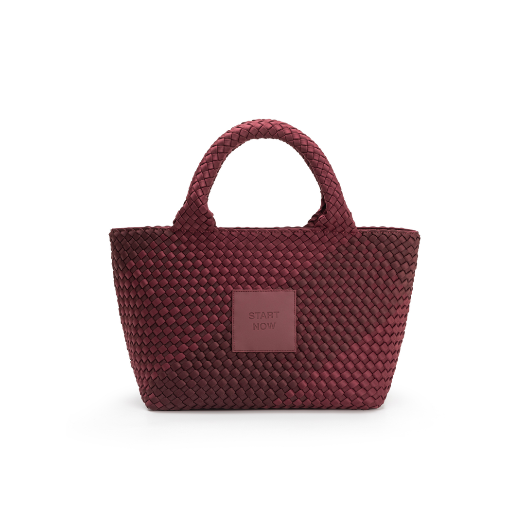 Borsa media in neoprene 'START NOW' bicolore bordeaux e vino