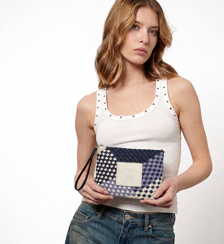 Neoprene CLUTCH BAG 'RISE UP' multicolour blue