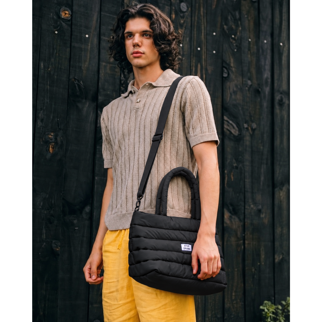 Black rectangle puffer bag
