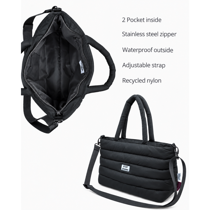 Black rectangle puffer bag