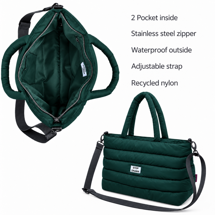 Sac matelassé rectangulaire vert foncé