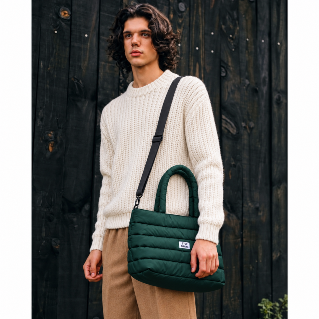 Sac matelassé rectangulaire vert foncé