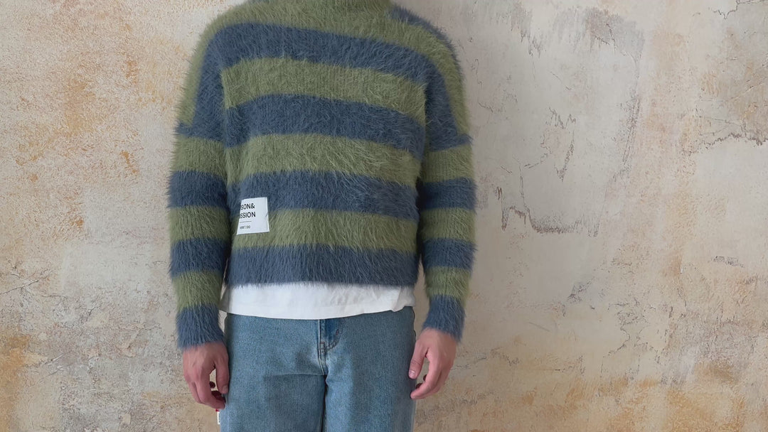 KNITWEAR BOXY GREEN STRIPES
