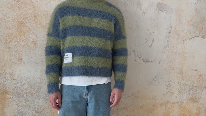 KNITWEAR BOXY GREEN STRIPES