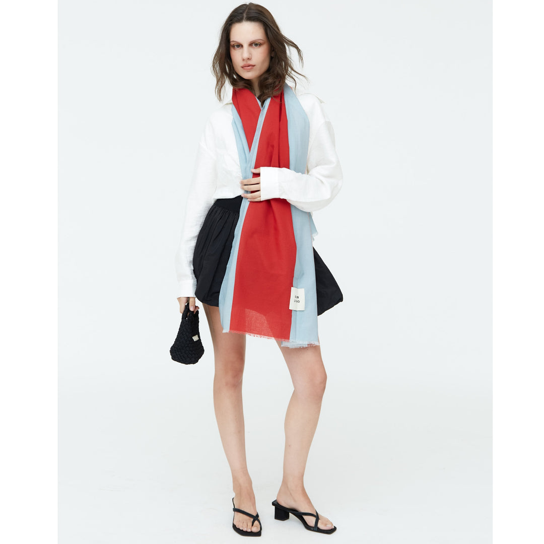 Strata Scarf 'Slow Living' | Blue, Red & Pink