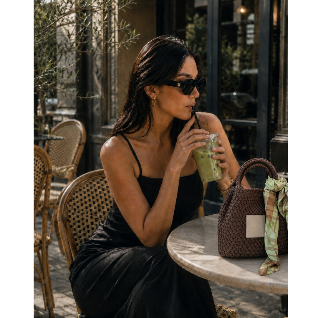Reversible Square Scarf Roots | Soft Lime & Mocha
