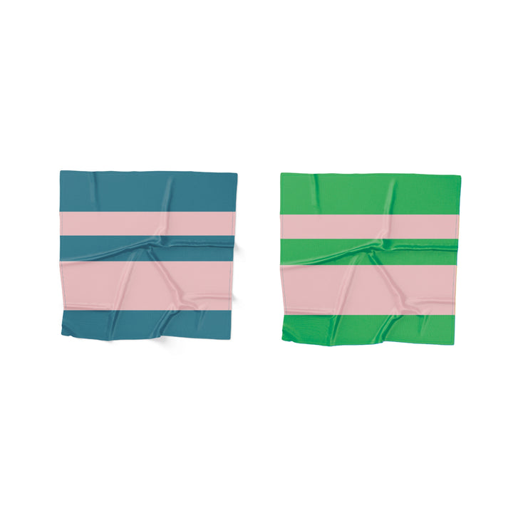 Reversible Square Scarf Horizon | Blue, Green & Pink