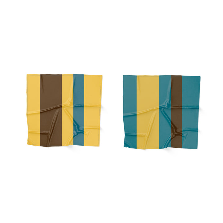 Reversible Square Scarf Strata | Blue, Brown & Yellow