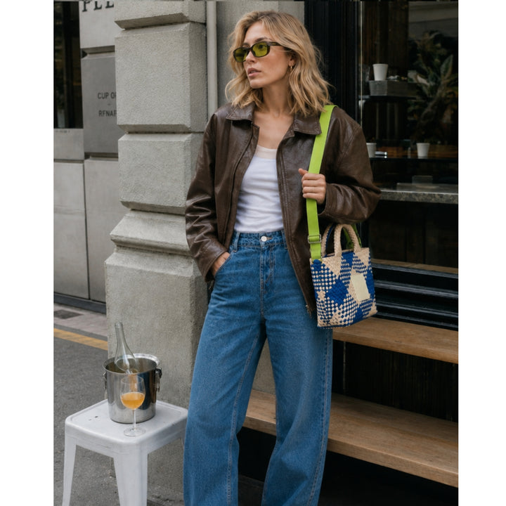 BAG Amelia 'LIFE IS SIMPLE' | blue & beige