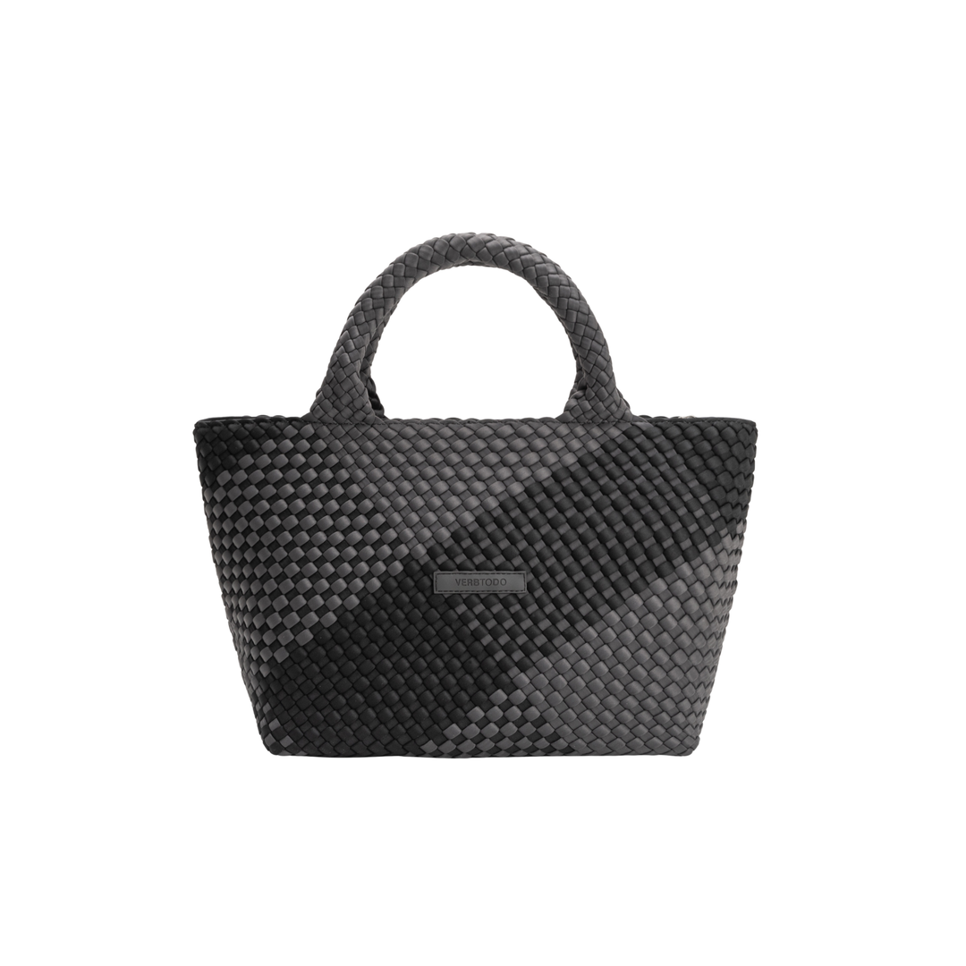 SAC MOYEN en néoprène 'SLOW LIVING' bicolore gris et noir