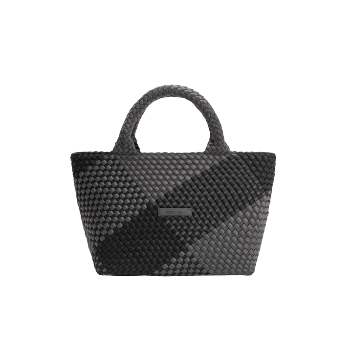 SAC MOYEN en néoprène 'SLOW LIVING' bicolore gris et noir