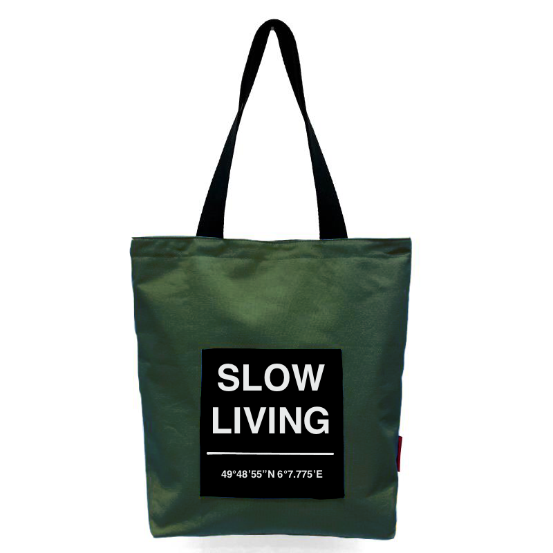 Shopping bag Slow living verde botella
