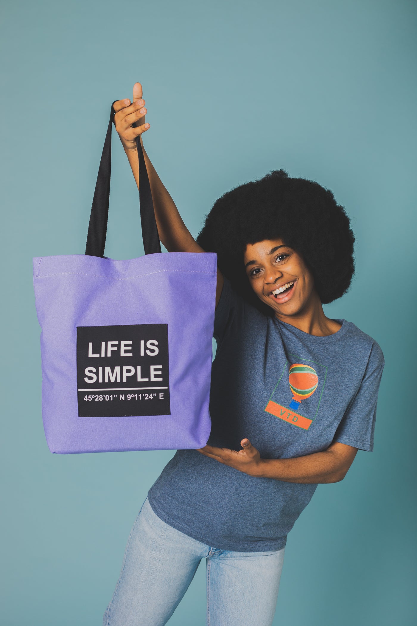 Shopping bag Life is simple morada