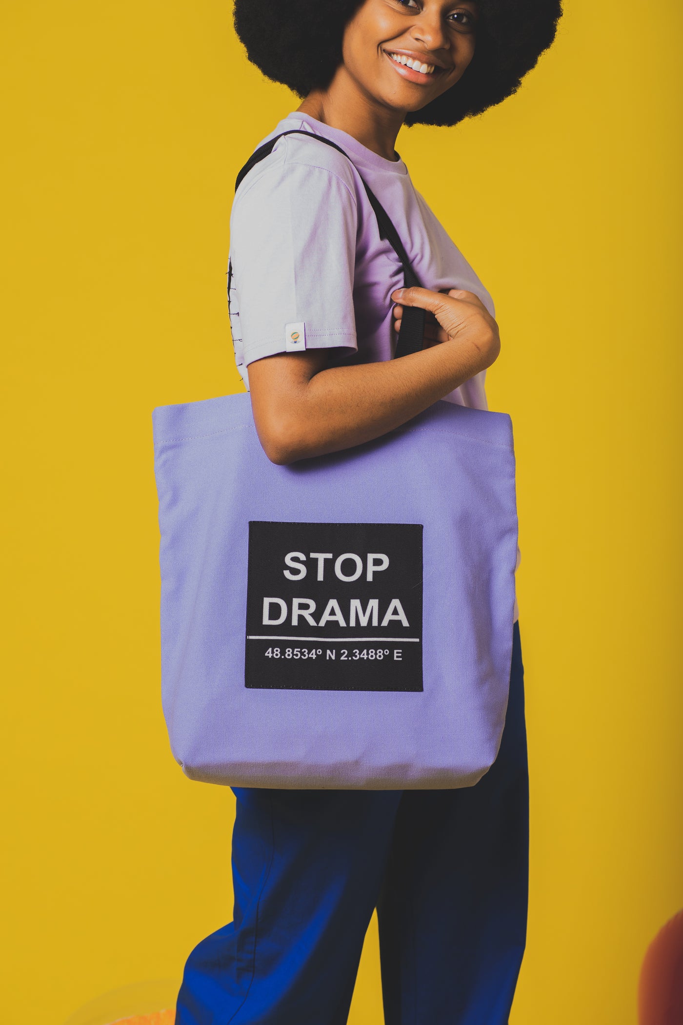 Shopping bag Stop Drama morada